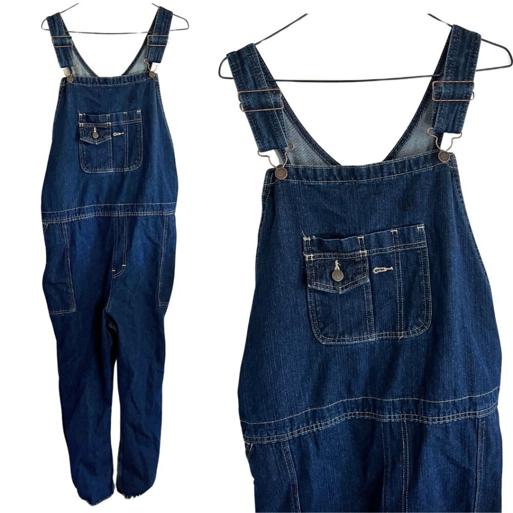 Dickie's Blue Dark Wash Denim Thick Straight Leg Utility Classic Overalls